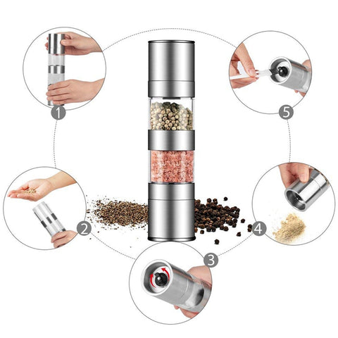 Multi-Layers Stainless Steel Pepper Mill Shaker Salt and Pepper Grinder